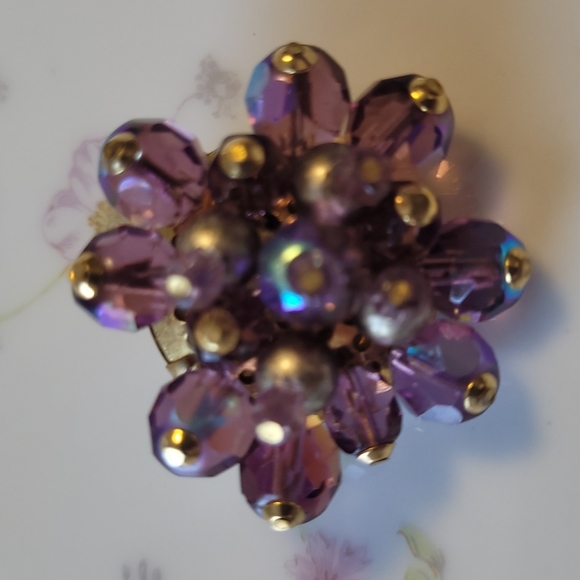 Chameleon vintage clip earrings glass beads wired - Picture 5 of 13